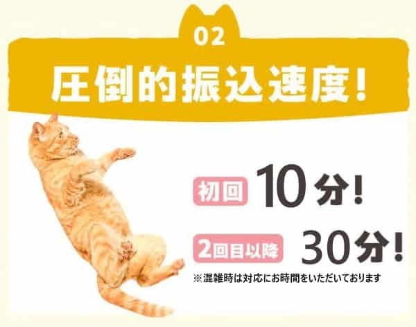 キャッツマネーの初回振り込み時間
